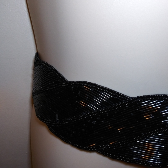 Vintage 80's Le Regale LTD. Hand Made Black Beaded Belt - Picture 4 of 14